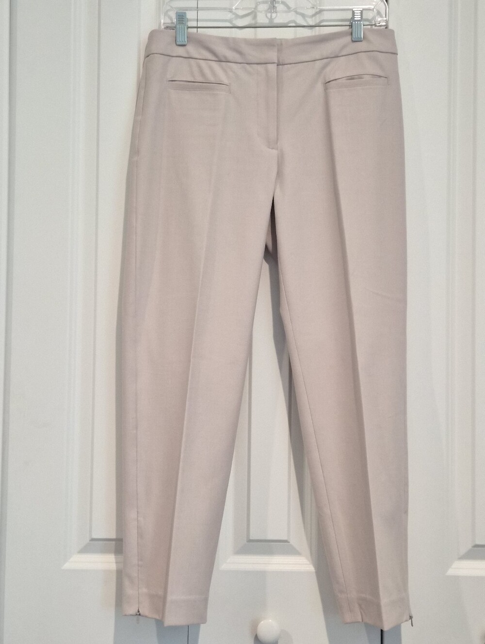 Talbots Petites Heritage Ankle Pants Light Beige Tan Zip Hem Stretch 8P​